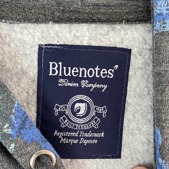 Bluenotes Hoodie Zip Up Gray with Painted Blue Roses - Picture 8 of 11